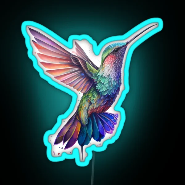 Watercolor Hummingbird RGB Neon Sign