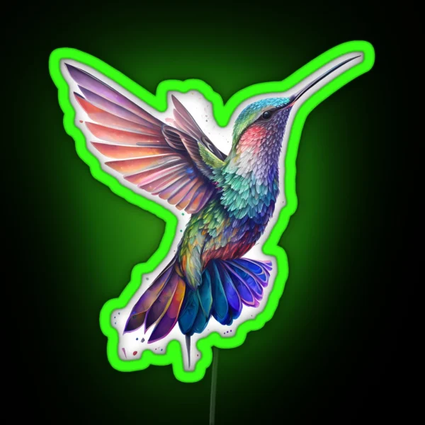 Watercolor Hummingbird RGB Neon Sign