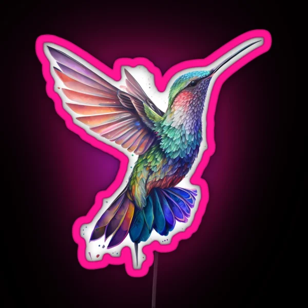 Watercolor Hummingbird RGB Neon Sign