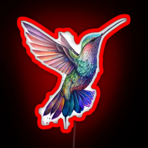 Watercolor Hummingbird RGB Neon Sign