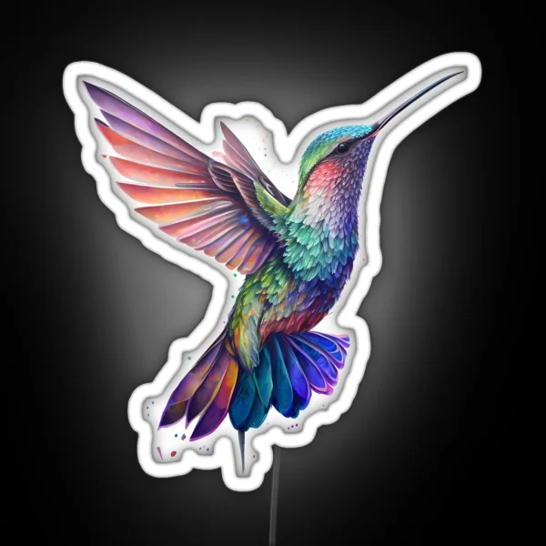 Watercolor Hummingbird RGB Neon Sign