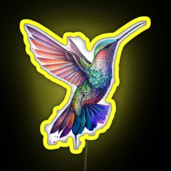Watercolor Hummingbird RGB Neon Sign