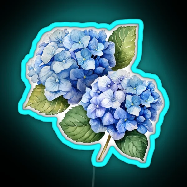 Watercolor Hydrangeas RGB Neon Sign