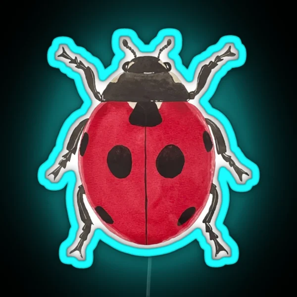 Watercolor Ladybug Illustration RGB Neon Sign