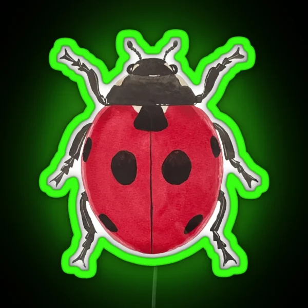 Watercolor Ladybug Illustration RGB Neon Sign