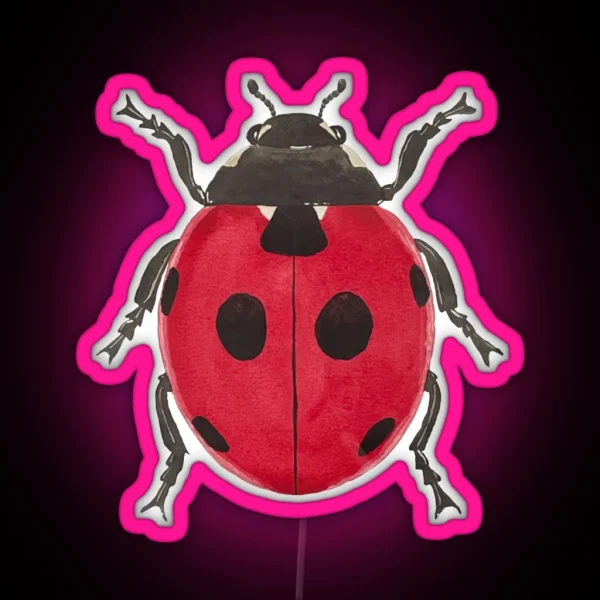 Watercolor Ladybug Illustration RGB Neon Sign