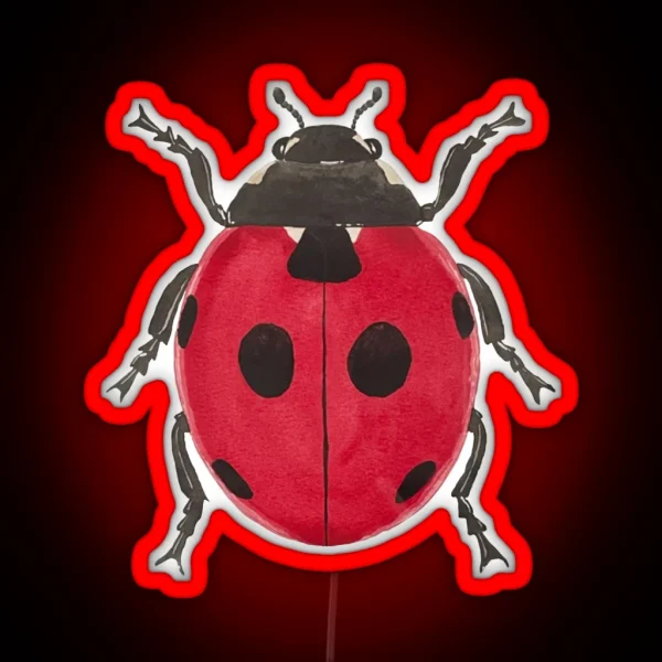 Watercolor Ladybug Illustration RGB Neon Sign