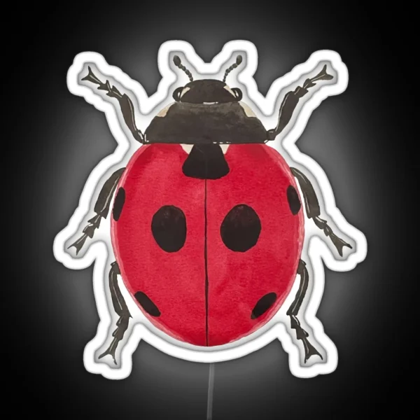 Watercolor Ladybug Illustration RGB Neon Sign