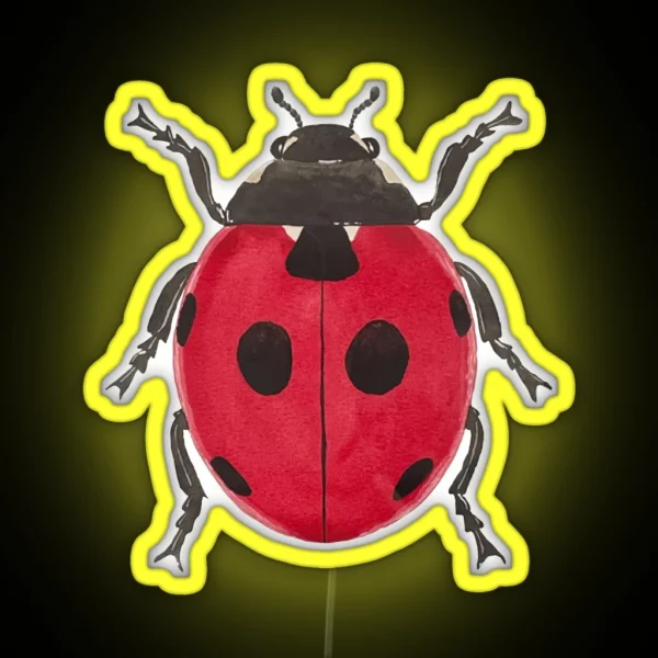 Watercolor Ladybug Illustration RGB Neon Sign