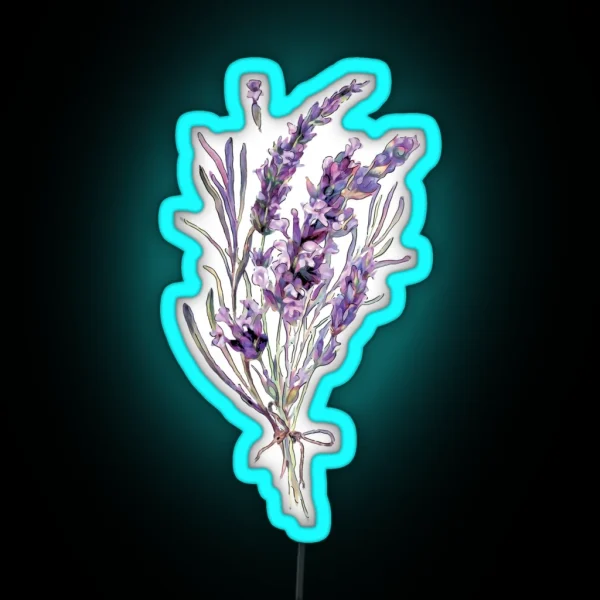 Watercolor Lavender Bouquet RGB Neon Sign
