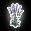 Neon sign featuring a watercolor illustration of a lavender bouquet in vibrant RGB colors against a white background.
