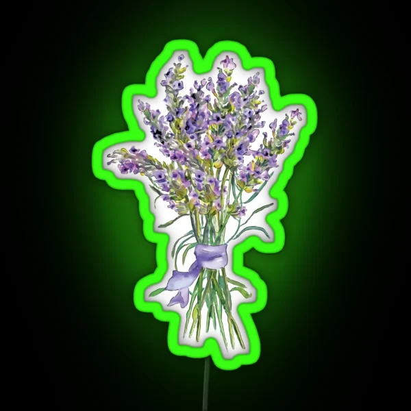 Watercolor Lavender Flowers Bouquet RGB Neon Sign