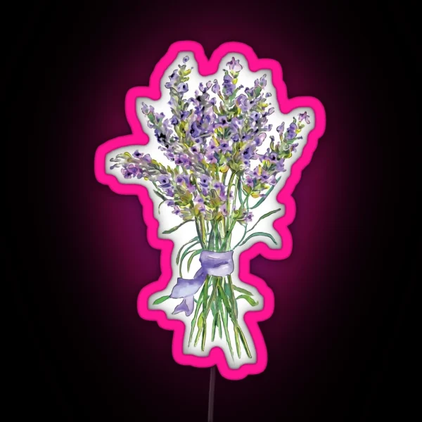 Watercolor Lavender Flowers Bouquet RGB Neon Sign