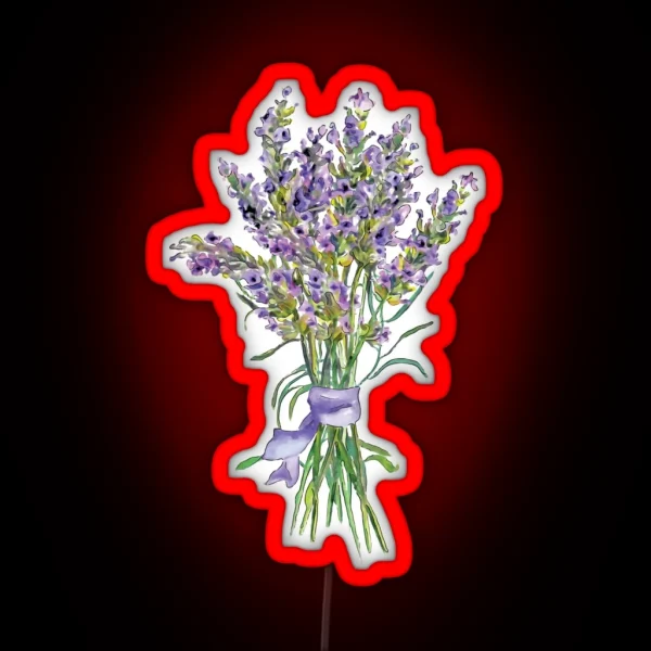 Watercolor Lavender Flowers Bouquet RGB Neon Sign