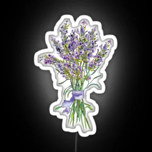 Watercolor Lavender Flowers Bouquet RGB Neon Sign