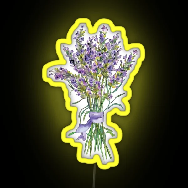 Watercolor Lavender Flowers Bouquet RGB Neon Sign
