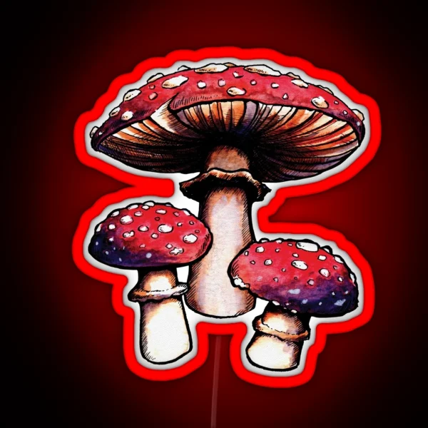 Watercolor Magic Mushrooms RGB Neon Sign