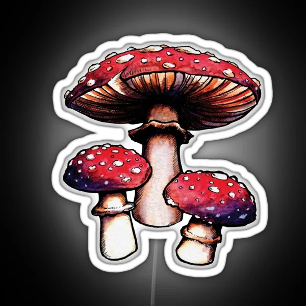 Watercolor Magic Mushrooms RGB Neon Sign