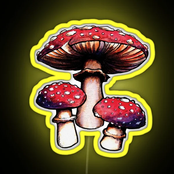 Watercolor Magic Mushrooms RGB Neon Sign