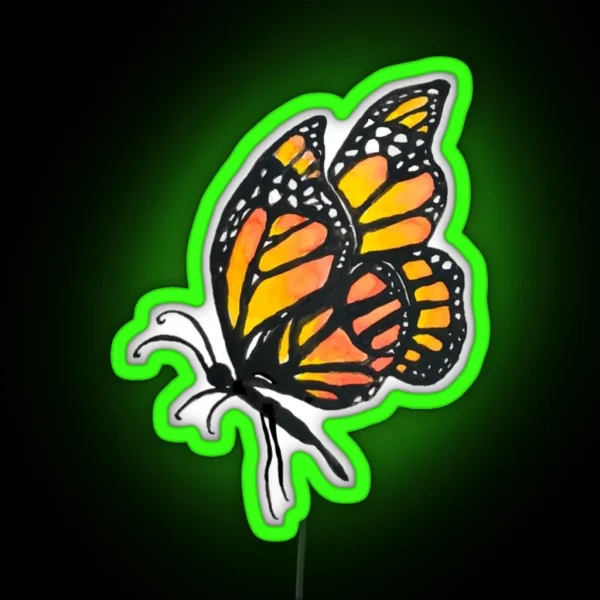 Watercolor Monarch Butterfly RGB Neon Sign