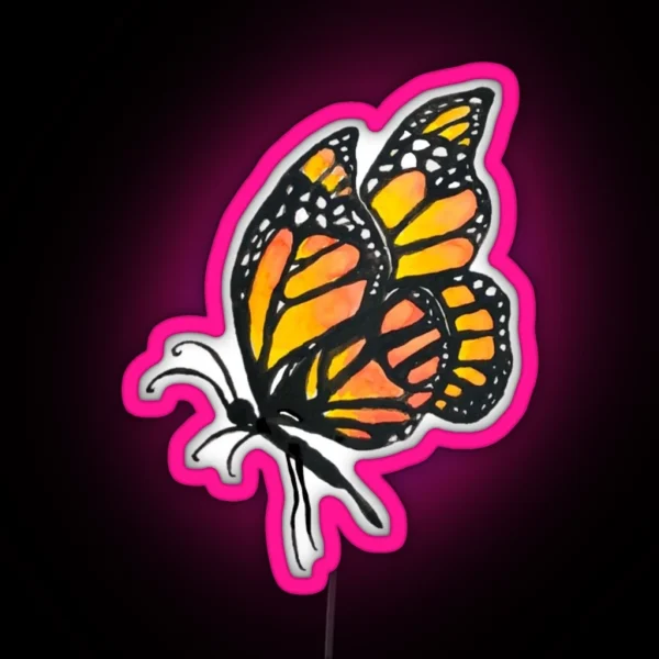 Watercolor Monarch Butterfly RGB Neon Sign