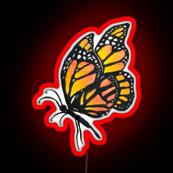 Watercolor Monarch Butterfly RGB Neon Sign