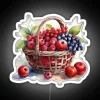 Red Fruits in a Watercolor Basket with Neon Accents