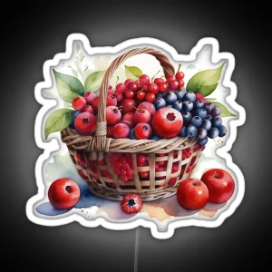 Watercolor Of Red Fruits In A Basket RGB Neon Sign