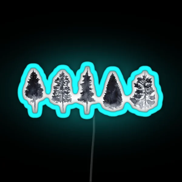 Watercolor Pine Trees RGB Neon Sign