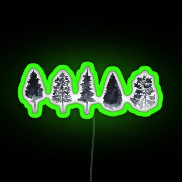 Watercolor Pine Trees RGB Neon Sign