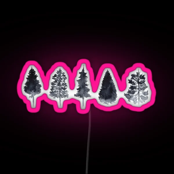 Watercolor Pine Trees RGB Neon Sign