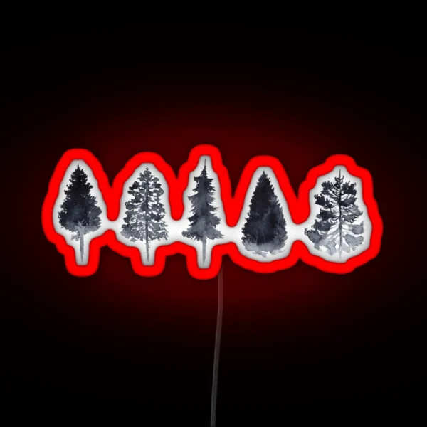 Watercolor Pine Trees RGB Neon Sign