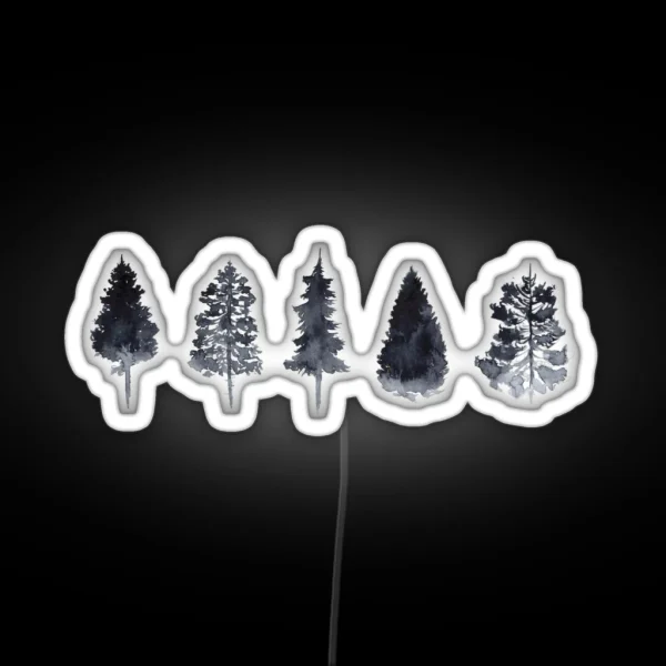 Watercolor Pine Trees RGB Neon Sign