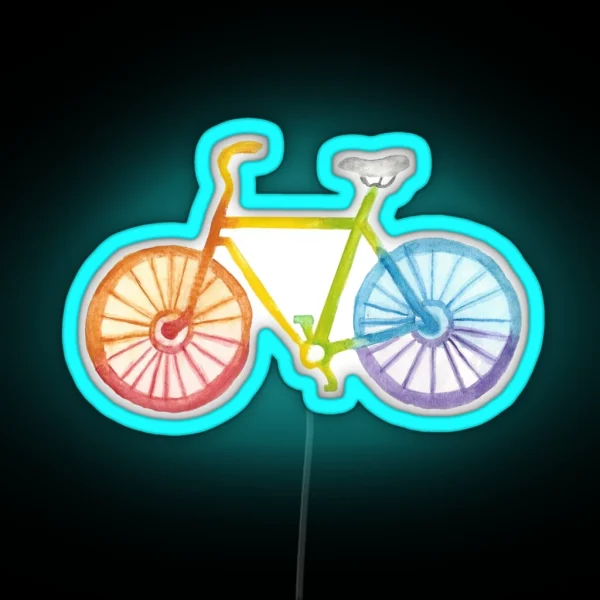 Watercolor Rainbow Bicycle RGB Neon Sign