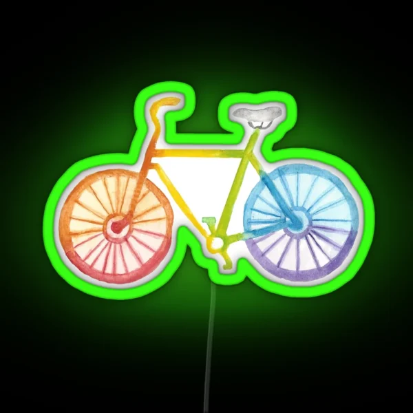 Watercolor Rainbow Bicycle RGB Neon Sign