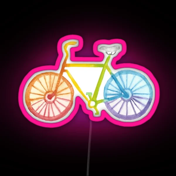 Watercolor Rainbow Bicycle RGB Neon Sign