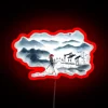 Rurouni Kenshin-inspired watercolor neon sign in bold red colors.