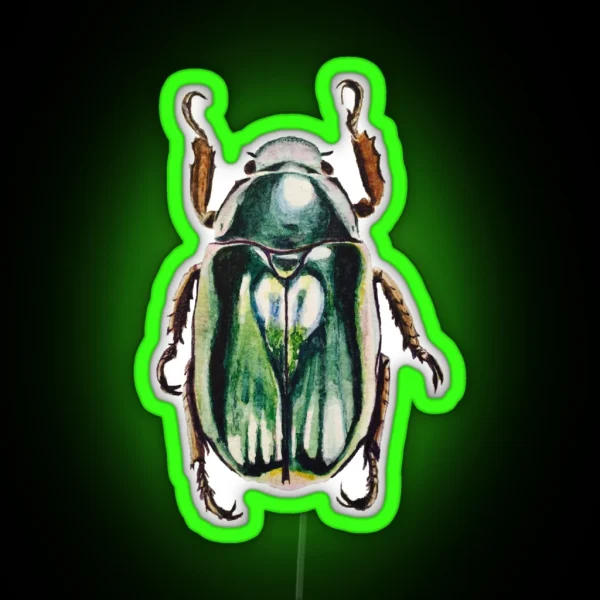 Watercolor Scarab Beetle RGB Neon Sign