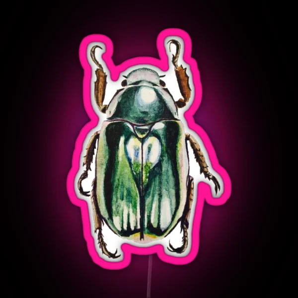 Watercolor Scarab Beetle RGB Neon Sign