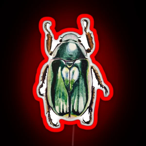 Watercolor Scarab Beetle RGB Neon Sign