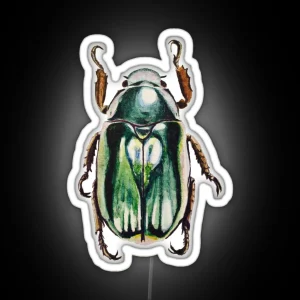 Watercolor Scarab Beetle RGB Neon Sign