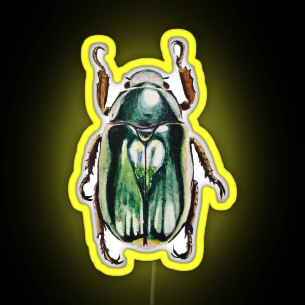 Watercolor Scarab Beetle RGB Neon Sign
