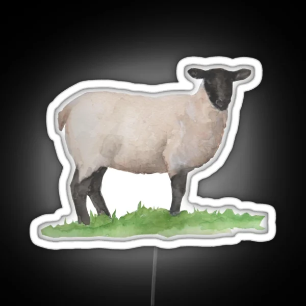 Watercolor Suffolk Sheep RGB Neon Sign