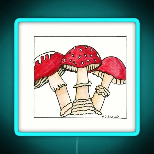 Watercolor Toadstools RGB Neon Sign