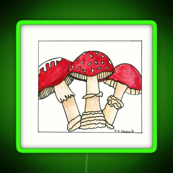Watercolor Toadstools RGB Neon Sign