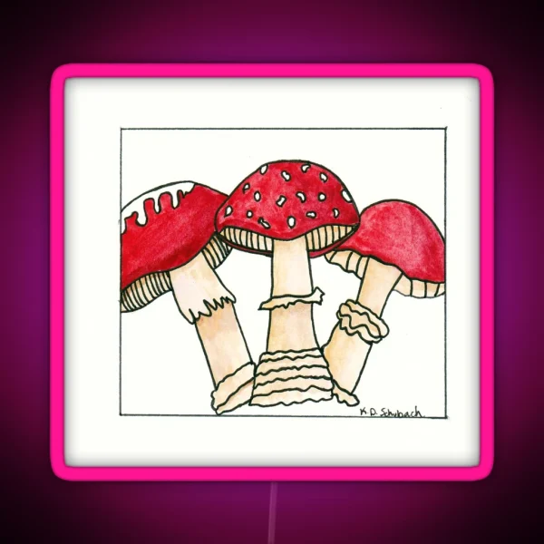 Watercolor Toadstools RGB Neon Sign