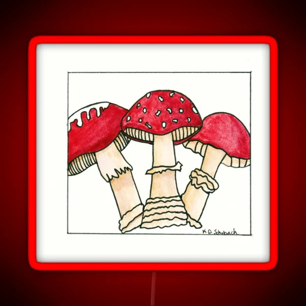 Watercolor Toadstools RGB Neon Sign
