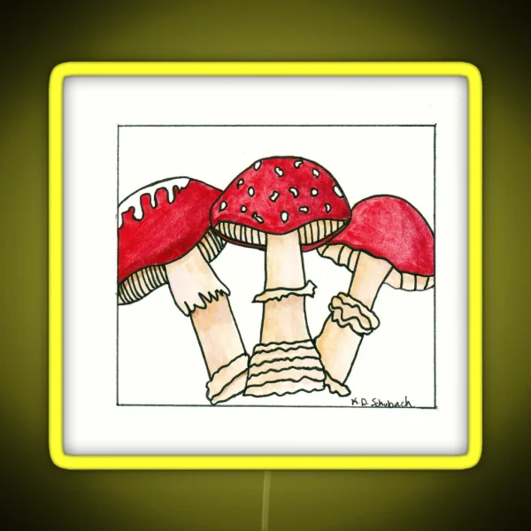 Watercolor Toadstools RGB Neon Sign