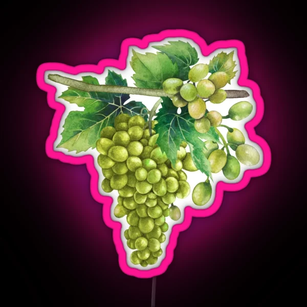 Watercolor White Grapes RGB Neon Sign
