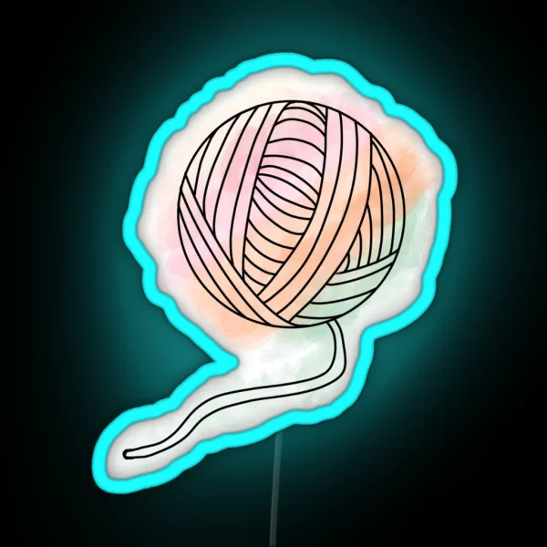 Watercolor Yarn Ball RGB Neon Sign